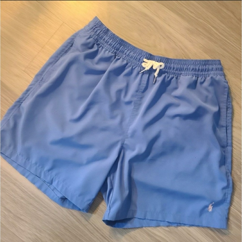 Polo Ralph Lauren Mens XL Swim Trunks Light Blue Mesh Lined Board Shorts